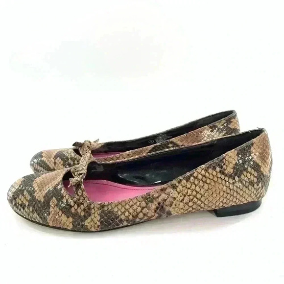 Isaac Mizrahi target ballet flats Anna 8 leather snakeskin print balletcore - Picture 7 of 13
